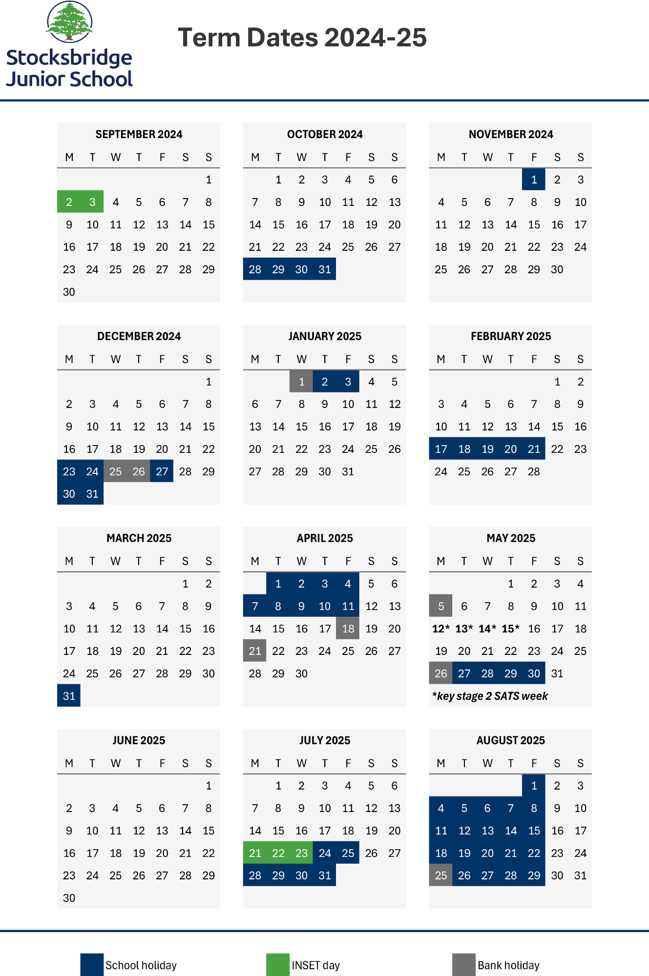 Term dates calendar 2024-25 and link to pdf